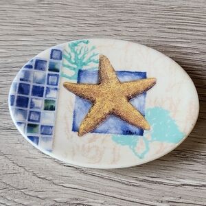 Carson Home Accents Trinket Tray Magnet Coastal Starfish Beach Seashells